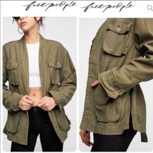 Free People Military Style Lightweight Belted Jacket